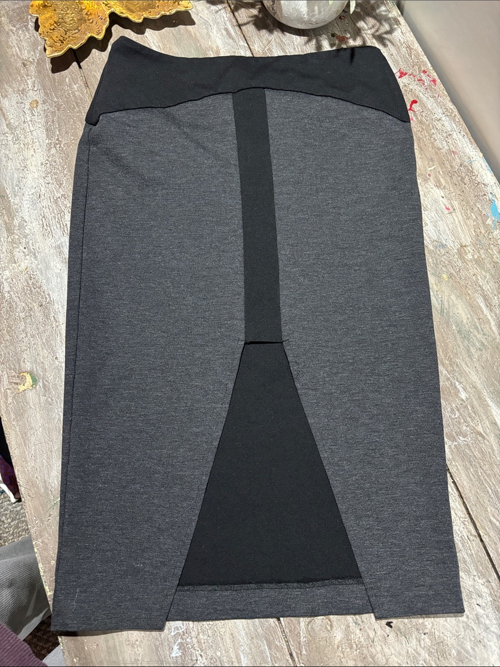 SNIDER Contemporary Architectural Gray & Black Colorblock Paneled Skirt - Size S
